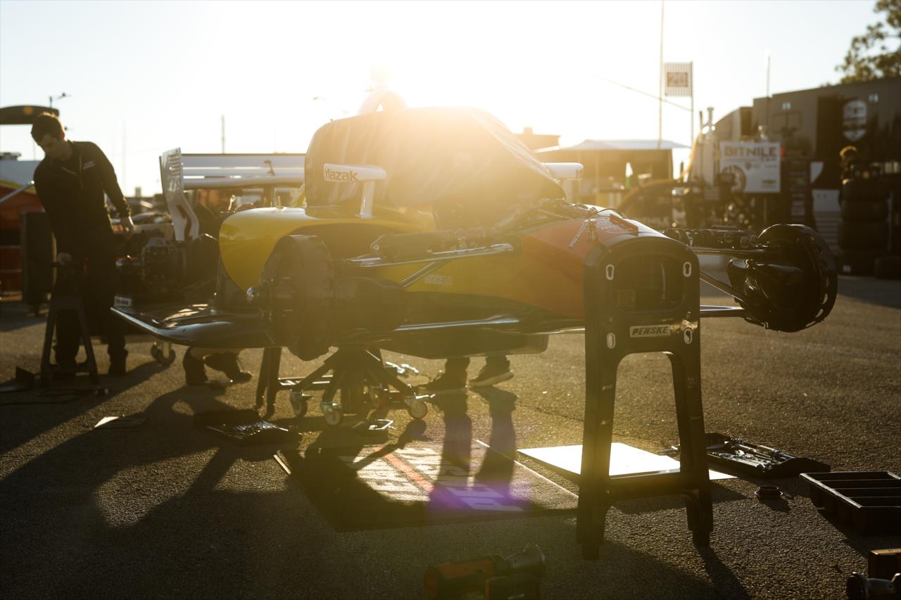Team Penske working on the car of Josef Newgarden - Sebring International Raceway Test - By: Chris Owens -- Photo by: Chris Owens